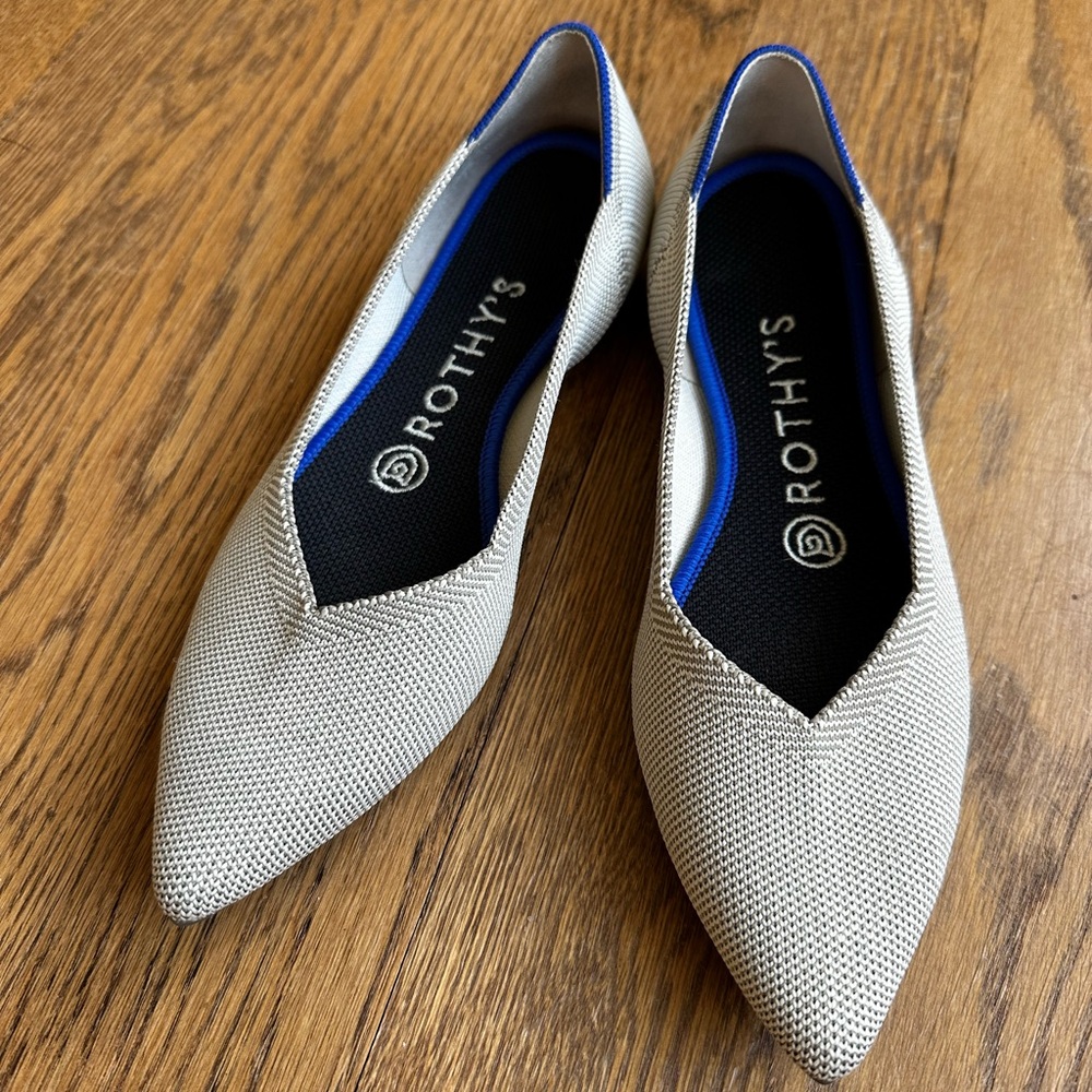 EUC Rothy's Women's Gray Point Flats 6.5 - also have 8.5 diamond twill in closet